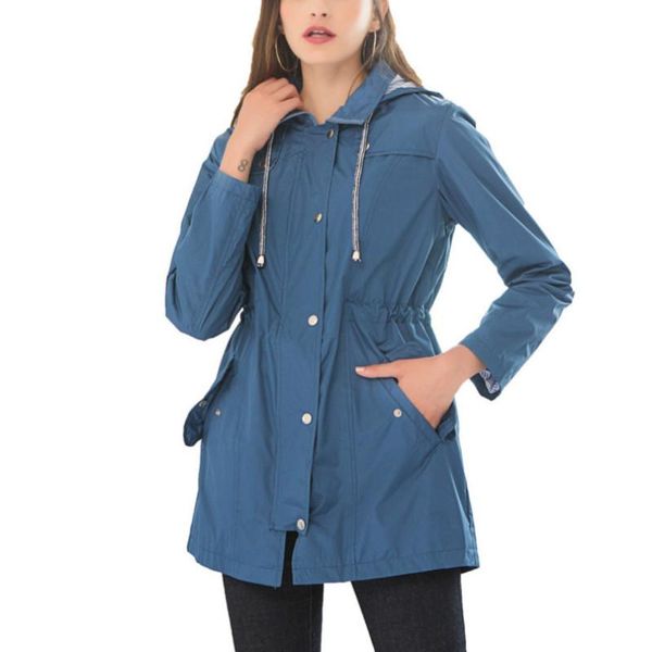 

women's trench coats 2021 winter coat women waterproof jackets jacket rain outdoor hooded windbreake solid color, Tan;black