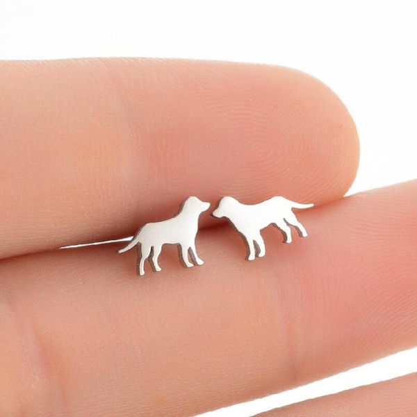 

stud gold silver plated black stainless steel shepherd earings cute animal party bijoux dog everyday pendiente bithday gifts, Golden;silver