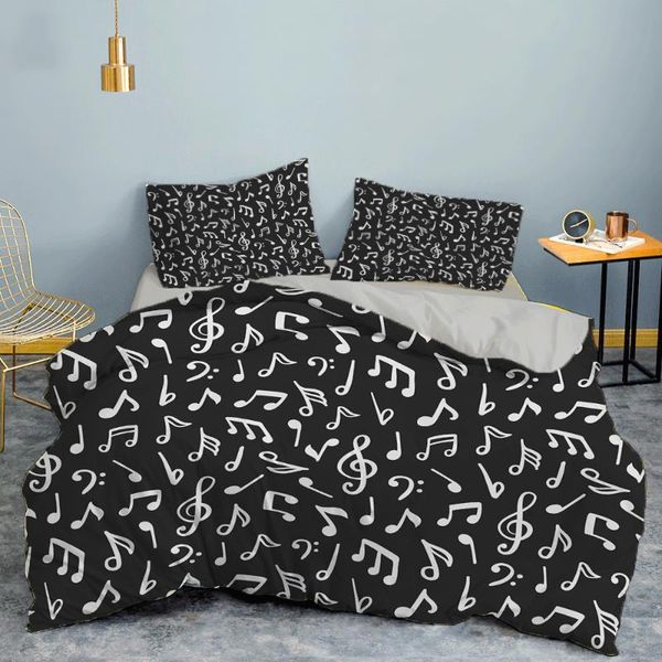 

bedding sets zeimon music notes printing children kids 3d luxury duvet cover pillowcase  single housse de couette