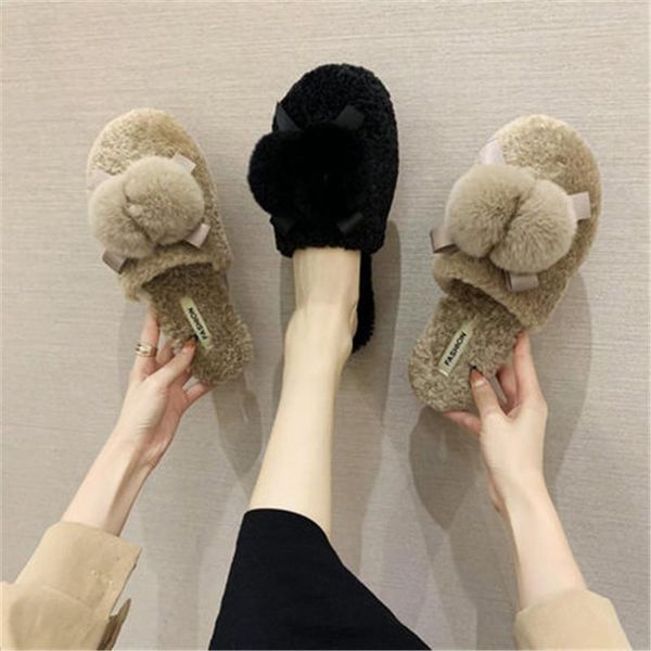

lovely women winter warm slippers memory foam cozy non-slip lining hairy floor indoor soft plush beautiful fashion leak toe, Black