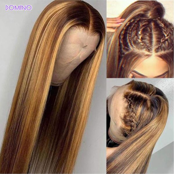 

highlight lace front wigs remy peruvian hair 13x4 frontal wig closure wig lace transparent honey blonde human hair body wave, Black