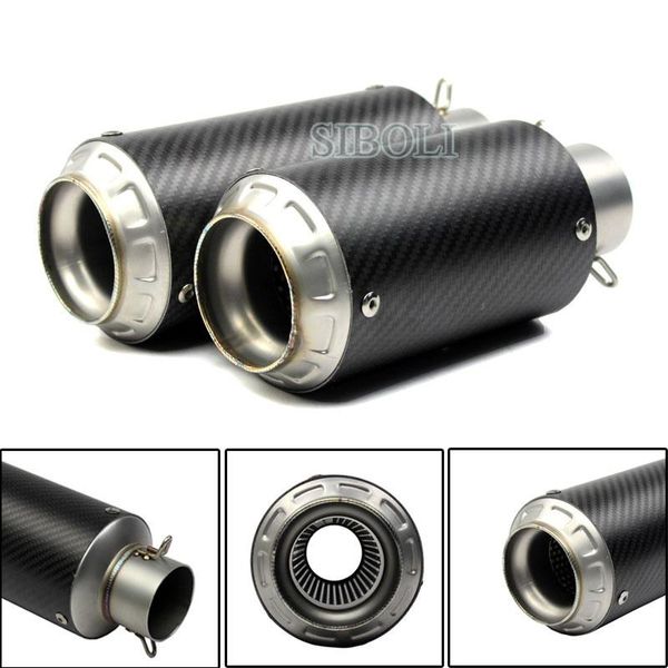 

motorcycle exhaust system 51mm inlet universal pipe muffler real carbon fiber sc gp racing project escape moto crf 230 er6n r1