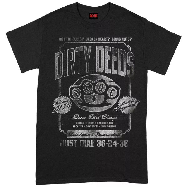 

AC/DC T Shirt Dirty Deeds Done Cheap Officially Licensed Mens Classic Rock Dial, White;black