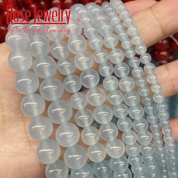 

other natural stone light blue chalcedony jades beads round loose spacer bead 4mm-12mm 15"strand for jewelry making diy charm bracelet
