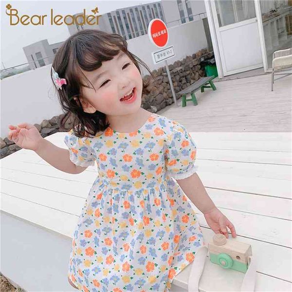 Crianças meninas vestidos casuais verão criança bebê floral trajes bonitos crianças estilo coreano doce vestidos terno vintage 210429