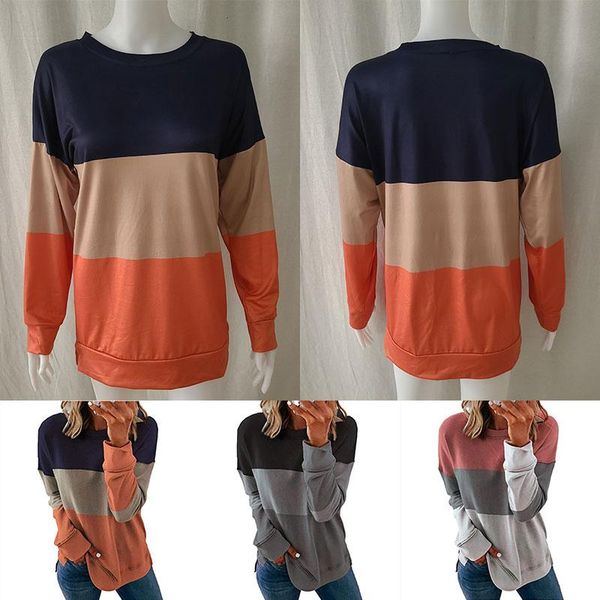 

women's t-shirt patchwork casual pullover sweatshirts women fashion long sleeve loose soft arrivals, White