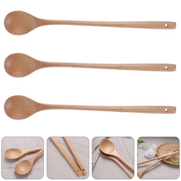 

spoons 4 pcs 1 bag wooden soup dessert (log color)