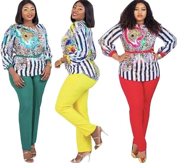 

spring and summer african women printing two pieces sets clothes suit for ethnic clothing, Red