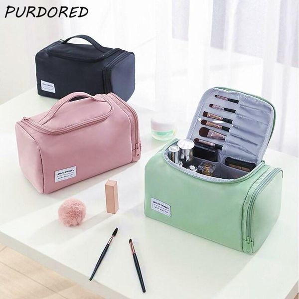 

cosmetic bags & cases purdored 1 pc solid color large bag women zipper makeup travel waterproof washing organizer beauty