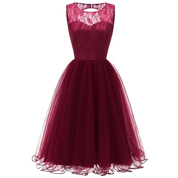 

casual dresses women dress bridesmaid burgundy pink dark blue o-neck wedding party prom girls wholesale ball gown lace, Black;gray
