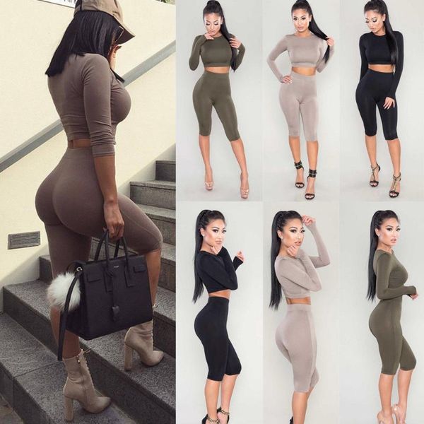 

women's two piece pants fashion brand est women crop blouse+pants two-piece playsuit jumpsuit romper set clothes skinny slim clothi, White