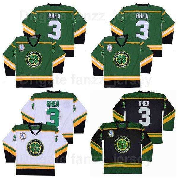 Ross The BOSS Rhea College 3 ST Johns Shamrocks Jersey Uomo Film Squadra di hockey su ghiaccio Colore nero Verde Away Bianco All Stitched University