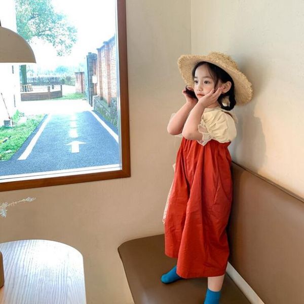 

stlye girls overalls summer cotton fashion kids pants 2-7t cy403 jumpsuits, Blue