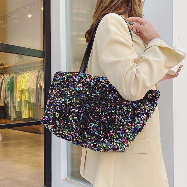 

shoulder bags sequins armpit bag 2021 summer high-quality pu leather handbags lady totes travel chain bling fashion crossbody