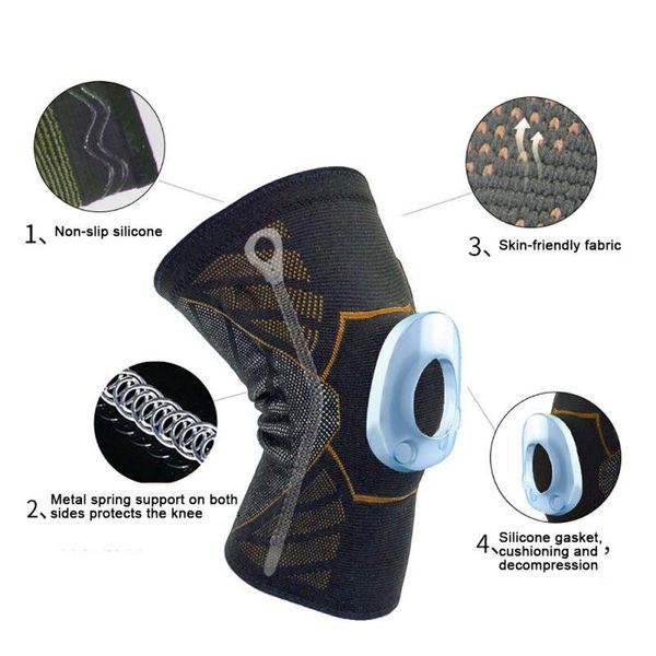 

elbow & knee pads 1pc fitness nylon safety kneepads with silicone non-slip running basketball volleyball support kneepad, Black;gray