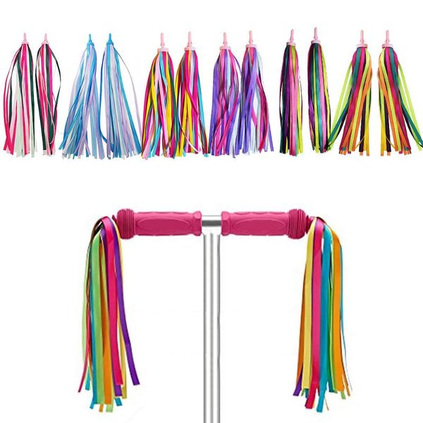 Componentes do guidão de bicicleta 2pcs crianças coloridas streamers scooter tassel fitas de tassel acessórios para meninos meninas bicicletas fita adesiva