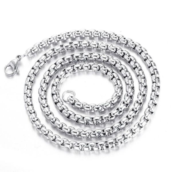 

fashion necklaces 2021 width 3mm stainless steel men link necklace square pearl chains gift jewelry length 60cm silver color pendant