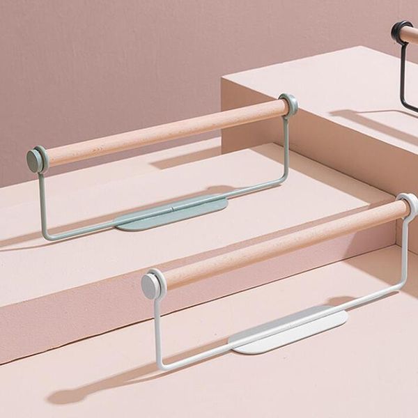 

towel racks kitchen paper rack wrought iron wall-mounted oil-absorbing cling film perforated rag roll storage