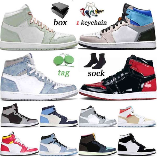 

box 2021 with jumpman 1 1s basketball shoes hyper royal protoype seafoam mens women university blue trainers sneakers 36-46 wanmin1211