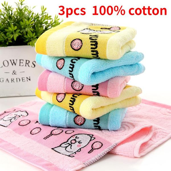 

3pcs 2021 pure cotton cartoon jacquard children's towel baby face soft absorbent facial kids