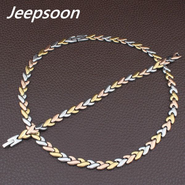 

jewelry sets 4 colors for choose fashion stainless steel leaf chain necklace & bracelet set woman sfkgavec, Black
