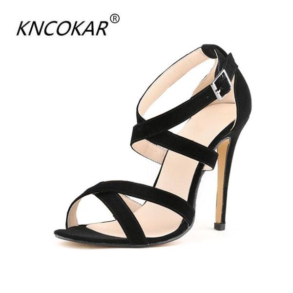 

the european and american flannelette fine summer sandals with peep-toe high heels for women's shoes lvkong, Black
