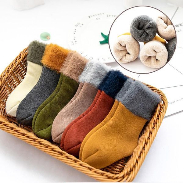 

thicken warm baby socks children infant autumn winter boy girl kids indoor floor plush, Pink;yellow