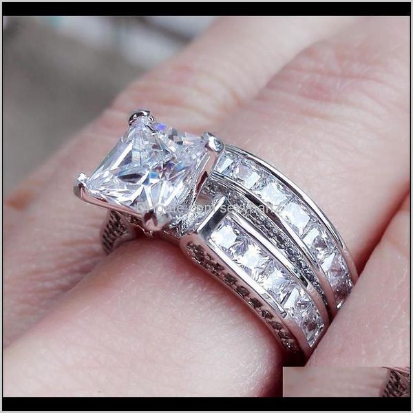 

crystal cubic zirconia love couple rings cluster diamond engagement wedding ring fashion jewelry set for women drop h0xgx rzdt2, Golden;silver