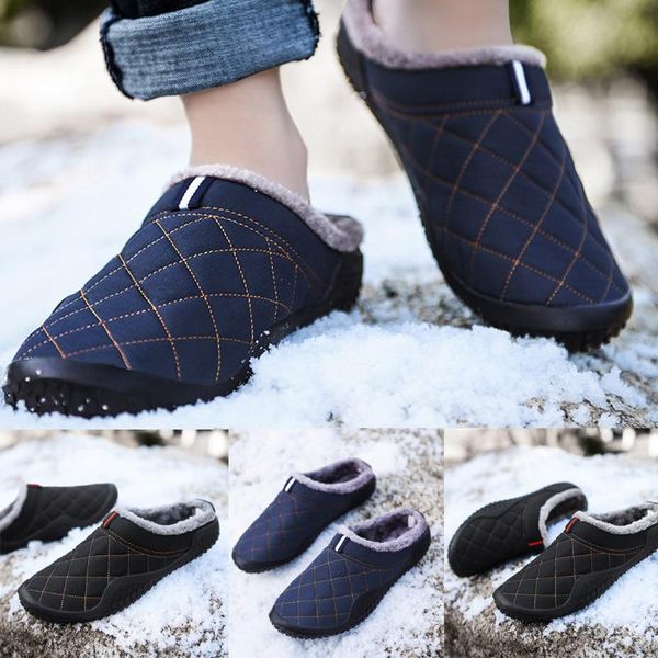 

slippers fashion plus velvet home slipper men shoes winter warm sports waterproof outdoor sport large size c50, Black