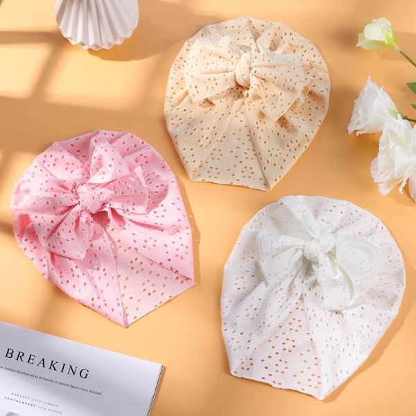 

caps & hats 1 pc baby hat big bows bonnet cap solid color summer mesh born girl boy soft breathable turban beanies headwrap, Yellow