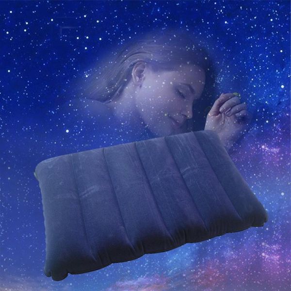 

1pcs air inflatable pillow outdoor flocking travel portable cushion for home airplane pads