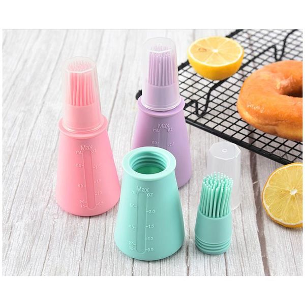 

tools & accessories silicone oil bottle brush multifunction basting sauce with lid kitchen baking coxeer