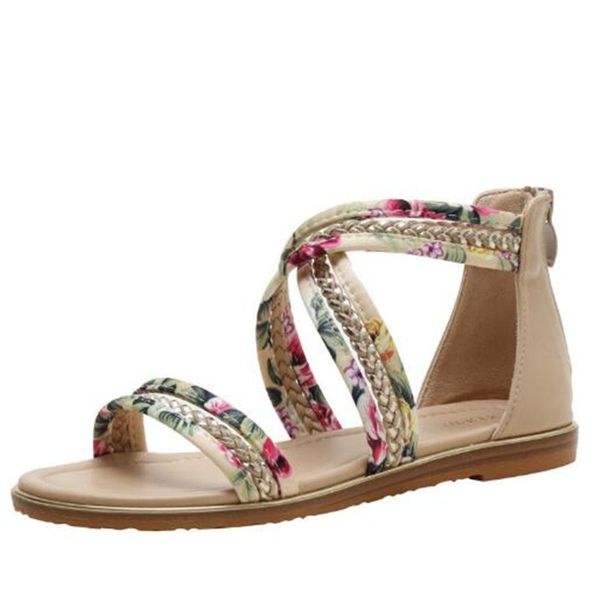 

sandals 36-42 ladies plus size female summer flat roman 2021 word strap non-slip, Black