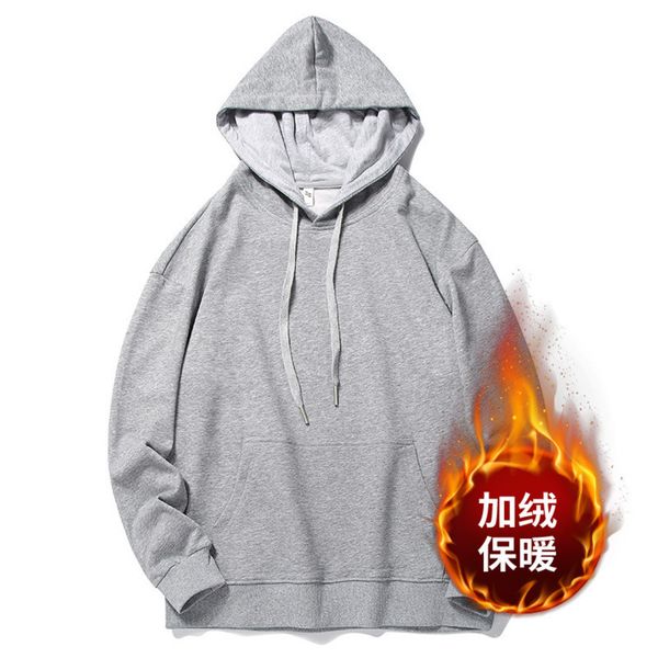 

plush thickened autumn and winter quality pullover fashion loose warm cotton coat men's hoodie, Black