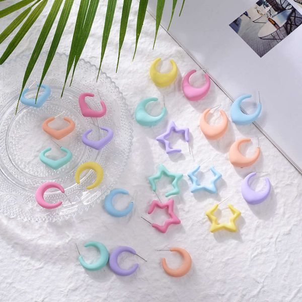 

earrings s925 silver needle summer semicircle c-shaped earrings candy color small fresh simple trend earrings, Golden