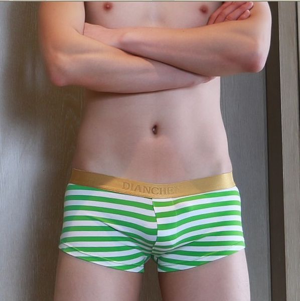 

men's underwear stripe all cotton low waist youth boxer u convex men's, Black;white