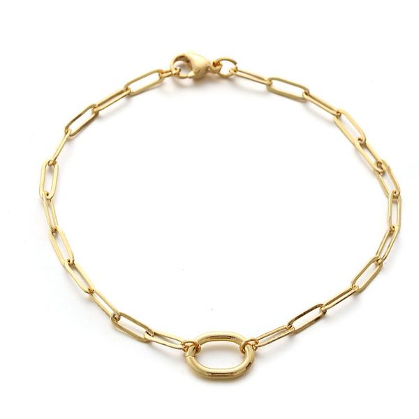 

charm bracelets round hollow bracelet women 2021 classic simple gold color handmade paperclip chain for jewelry gift, Golden;silver