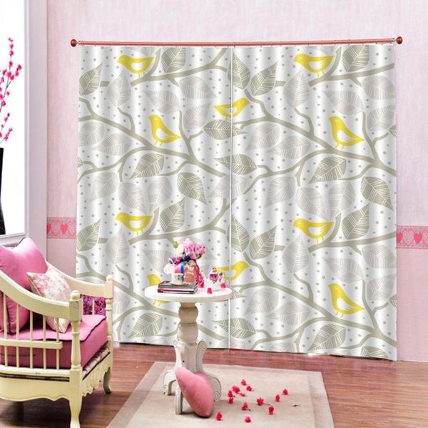 

curtain & drapes morden leaf curtains luxury blackout 3d window for living room bedroom customized size grey