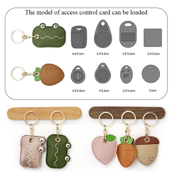 

cartoon keychains leather key ring control card case car bag pendant cute keyrings bag accesories key holder gifts for kids girl, Silver