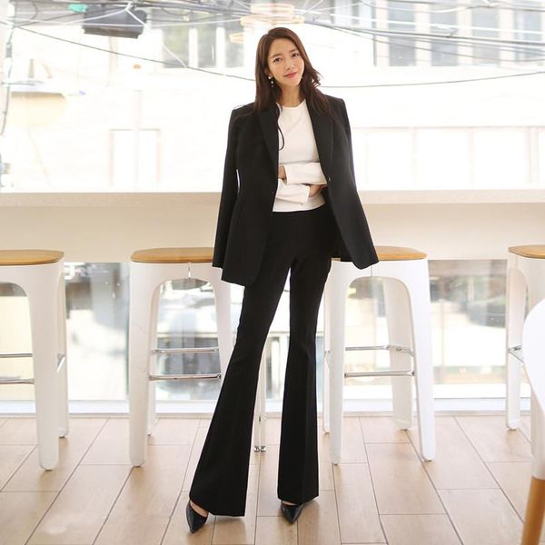 

women's suits & blazers fashion women temperament single buckle suit and solid pant work style slim spring outdoor, White;black