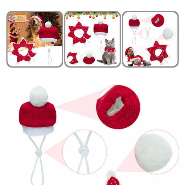 

cat costumes decorative acrylic fiber pet cats knitted beanie bib kit for holiday