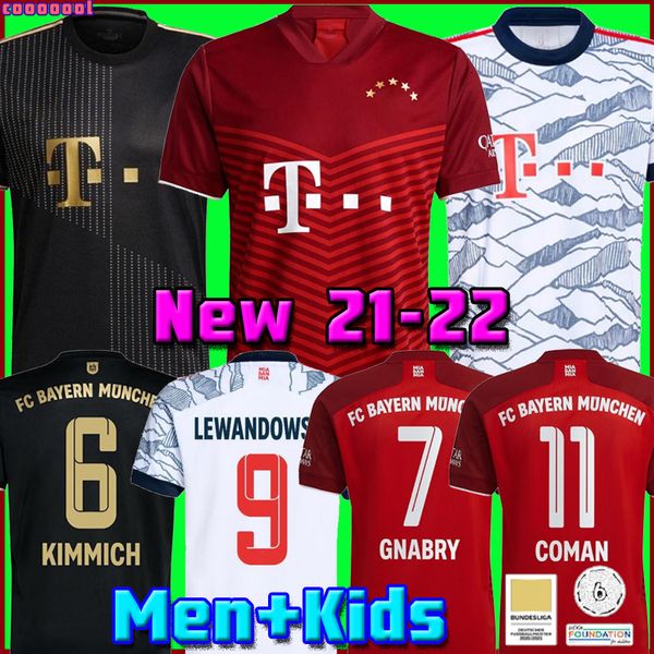 

2021 2022 soccer jersey 21 22 lewandowski sane goretzka munich coman muller davies football shirt men kids kit humanrace fourth 4th, Black;yellow