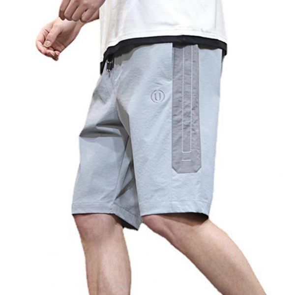 

korean summer men jogger shorts quick dyring drawstring mid rise pockets loose short pants running sport workout for male men's, White;black
