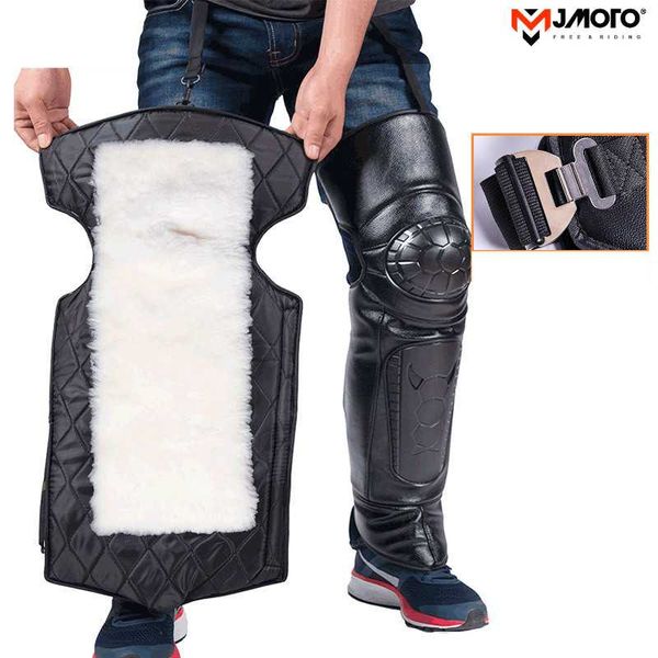 

motorcycle armor winter long warm knee pads waterproof windproof motocross protectors for knees leather wool moto leg brace