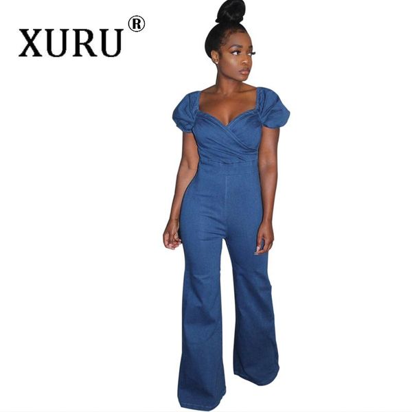 

women's jumpsuits & rompers xuru european and american classic jumpsuit blue v-neck strapless long, Black;white