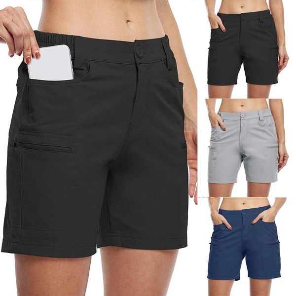 

women's shorts solid color women ladies side pocket zipper summer female fitness trousers, White;black