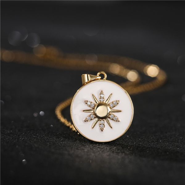 

selling fashion 4-color oil drop sun pendant necklace female, Silver