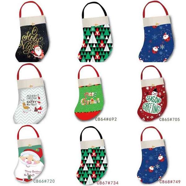 

christmas stockings santa claus sock bags fashion xmas tree gift bag pandent children's cute elk letters printed party happy new year d, Black