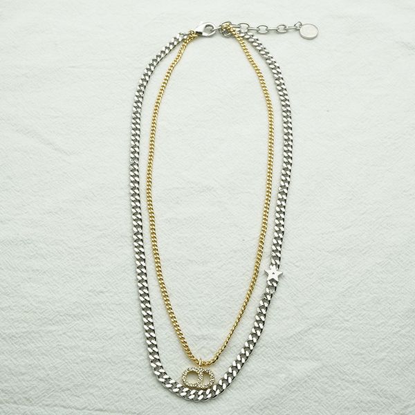 

family new star letter double color matching necklace, Silver