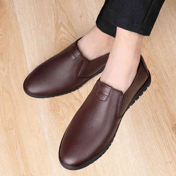 

dress shoes quality flats men shoes style genuine leather cowhide flat heel summer rubber youth trend casual everyday kbsa, Black
